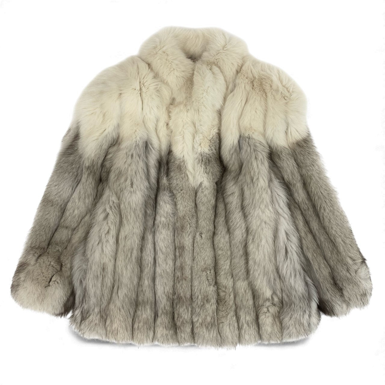 54L4 JINDO SAGA FOX サガフォックス 銀サガ ブルーフォックス セミロングコート サイズL ホワイト 最高級本毛皮 FOX FUR リアルファーt18r