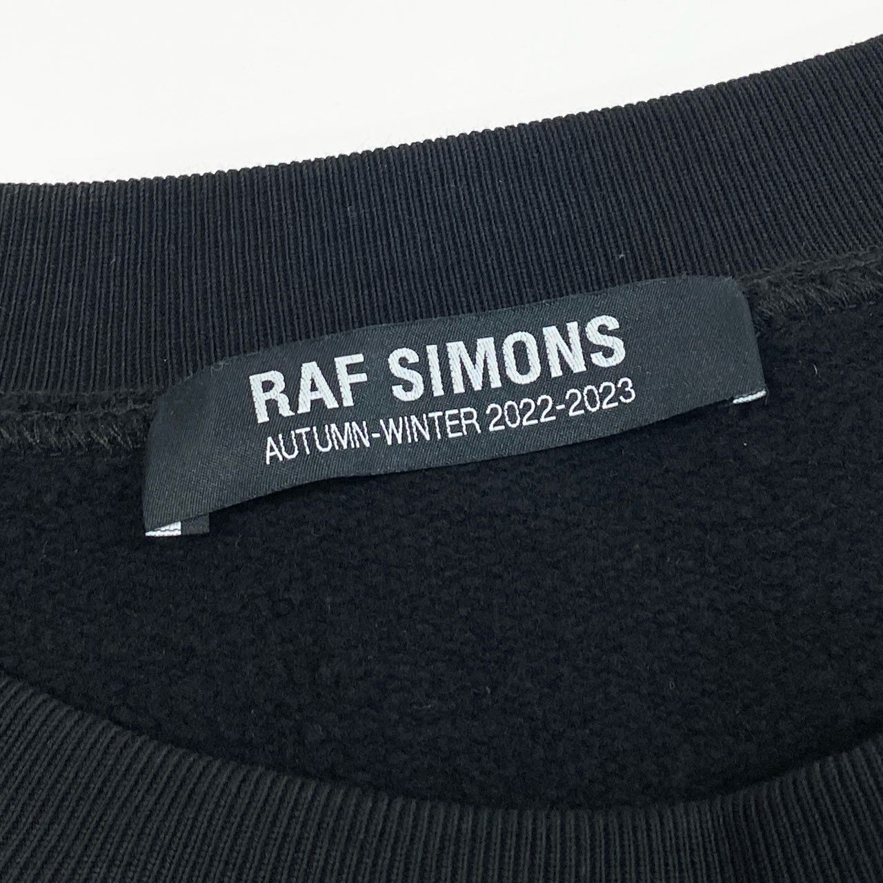 57a13 RAF SIMONS ラフシモンズ AW22 Destroyed crew neck sweater Altered  オーバーサイズ スウェットトレーナー ダメージ加工 メンズ 222-M168-13 サイズ2 ブラック コットン100％o07t