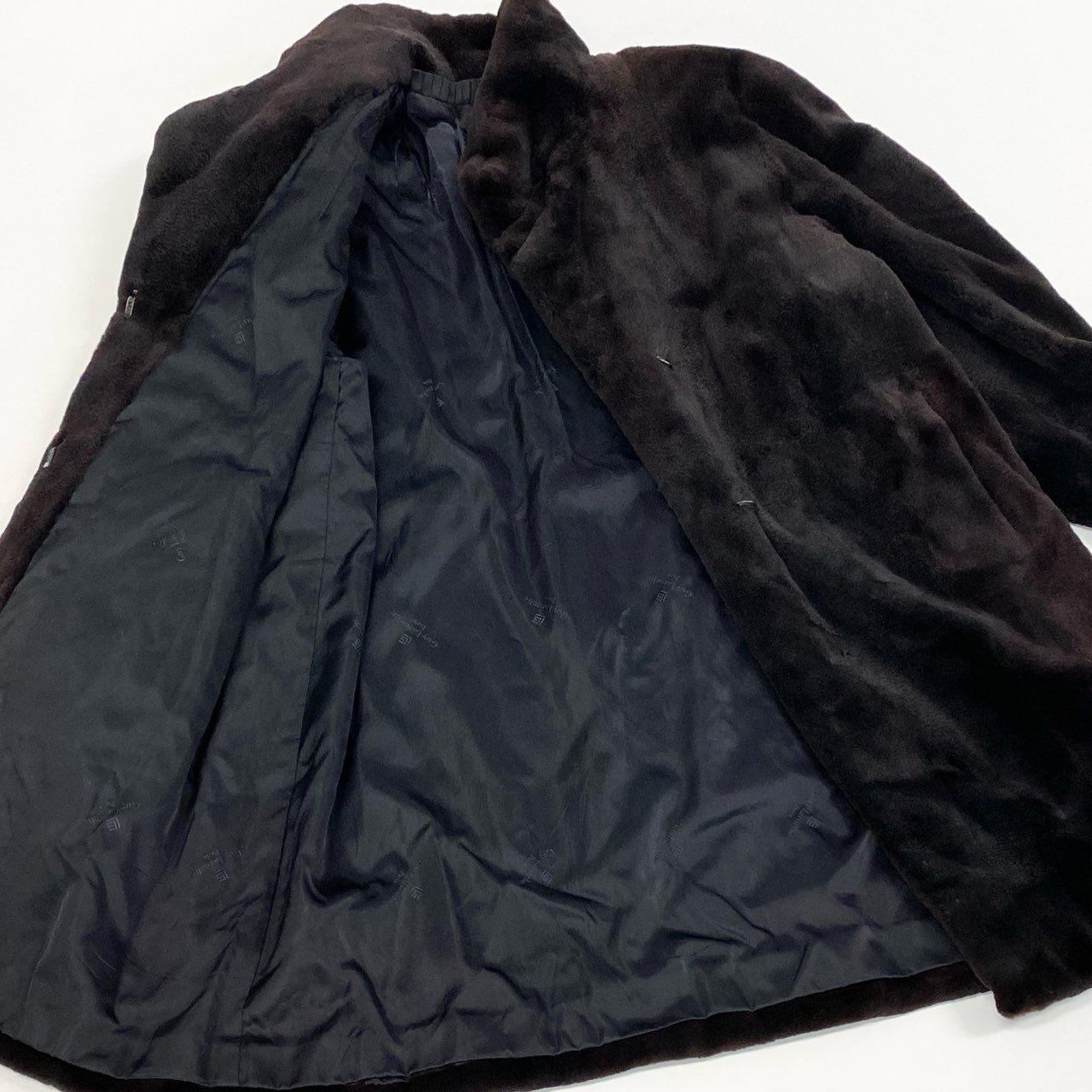 84b3 Guy Laroche ギラロッシュ シェアードミンク ロングコート サイズF ブラック 本毛皮 Shared Mink Fur Long Coatt18r