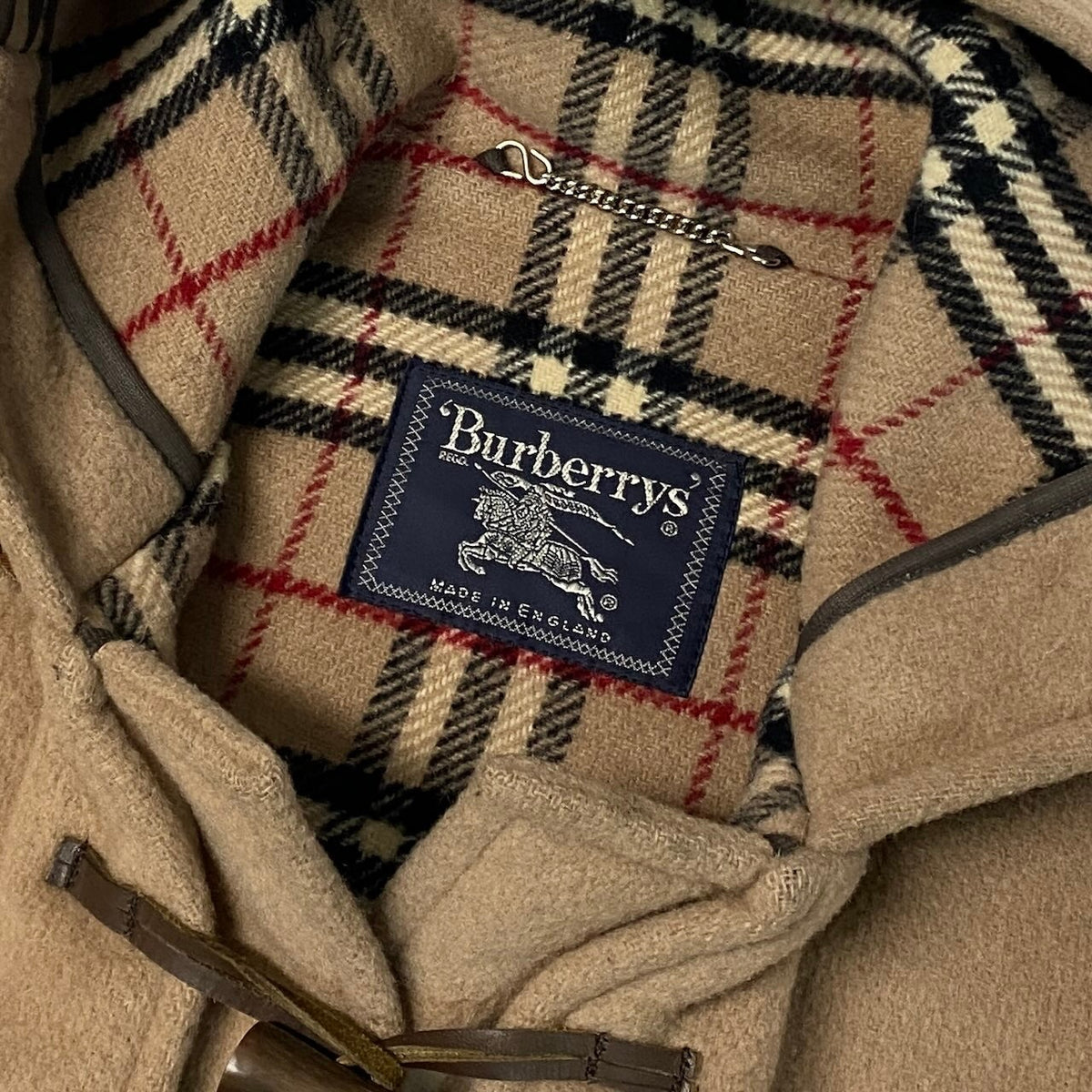 j29 Burberrys ダッフルコート ノバチェック アウター イングランド製 ベージュ ウール100％ メンズ 男性用u02t
