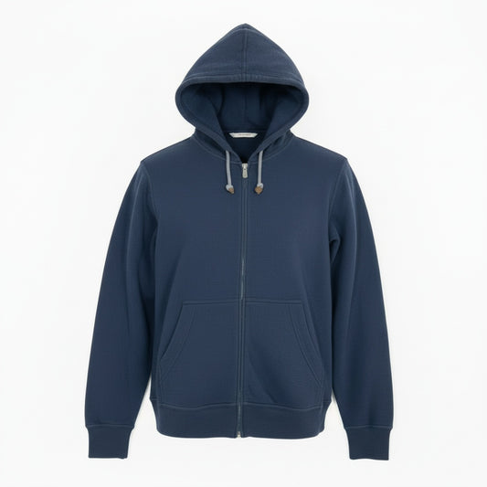 Mb11【美品】BRUNELLO CUCINELLI ブルネロクチネリ ダブルジップフーディー パーカー イタリア製 XSサイズ ネイビー メンズ 男性用k02i