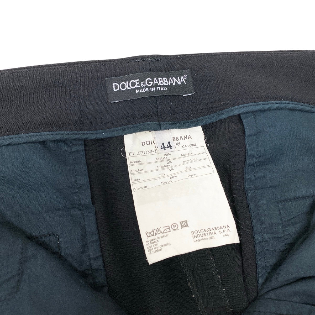Ef12 DOLCE&GABBANA ドルチェアンドガッバーナ サイドレース スラックスパンツ 伸縮ストレッチ サイズ44 ブラック レディース 女性用t18r