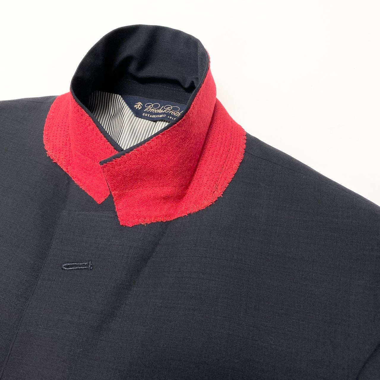 80e1 【美品】 Brooks Brothers ブルックスブラザーズ Fitzgerald テーラードジャケット 背抜き 刻印ボタン  19－10－8871 37SHT ネイビー メンズ 紳士服u02t