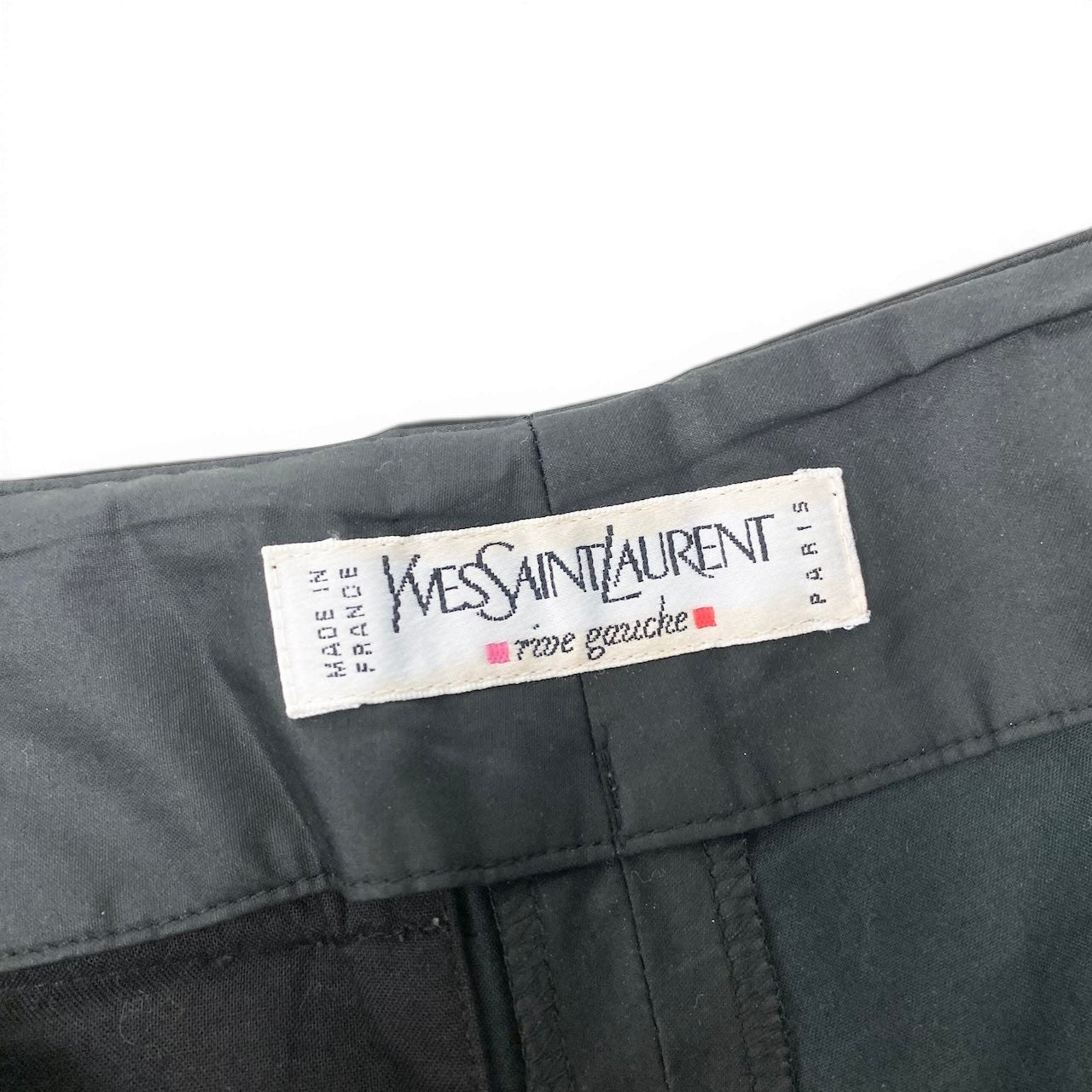 29f15 YVES SAINT LAURENT イヴサンローラン アーカイブ リヴゴーシュ コットン ストレートパンツ ボトムス サイズ38 ブラック レディース 女性用u02t