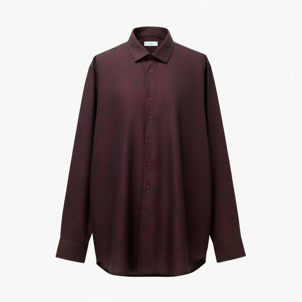 73e18 ETRO エトロ ロングスリーブシャツ ペイズリー柄 総柄 イタリア製 48サイズ パープル メンズ 男性用u02t
