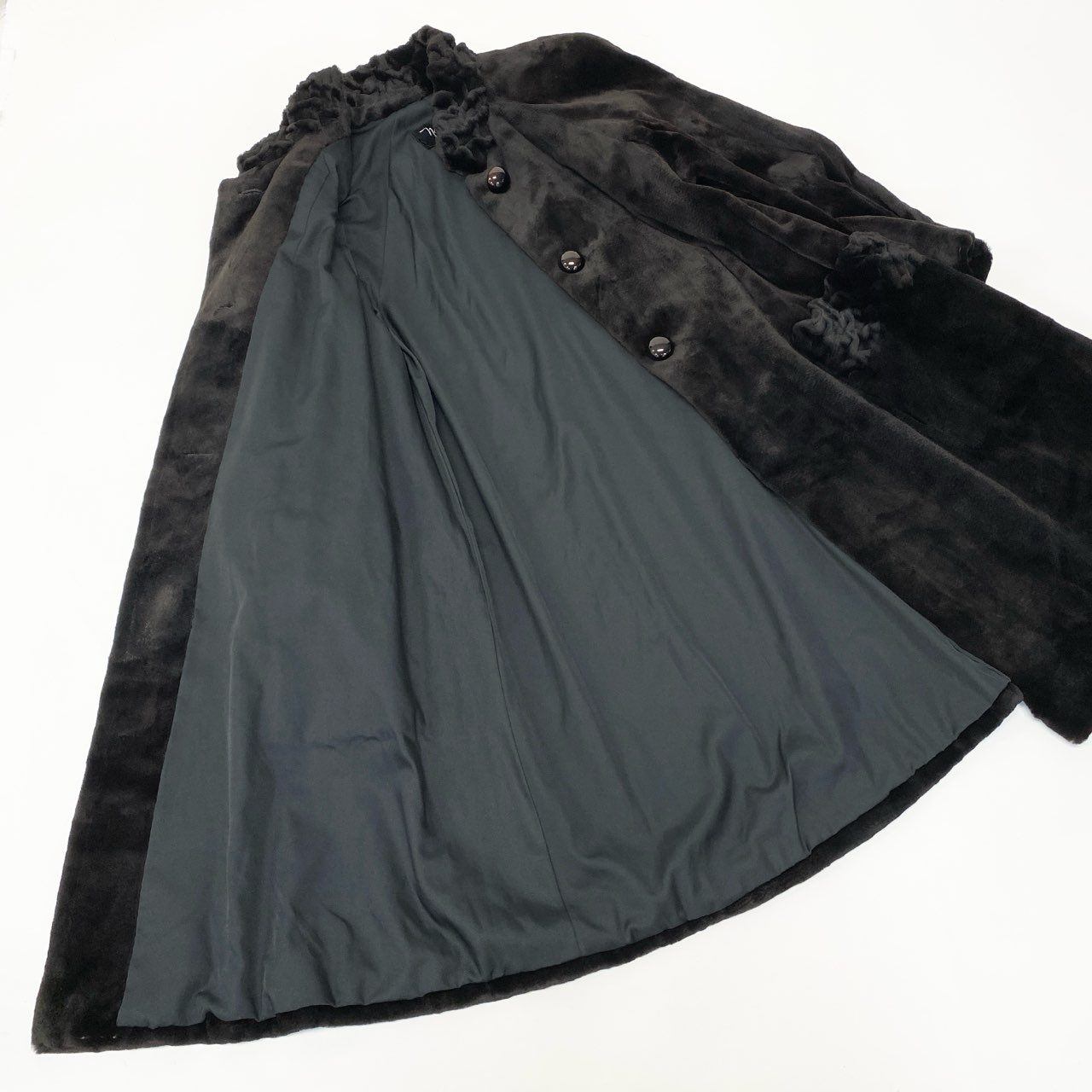 82a15 Nakamura Fur シェアードミンク ロングコート サイズ9～11 ブラック 本毛皮 Shared Mink Fur Coatt18r