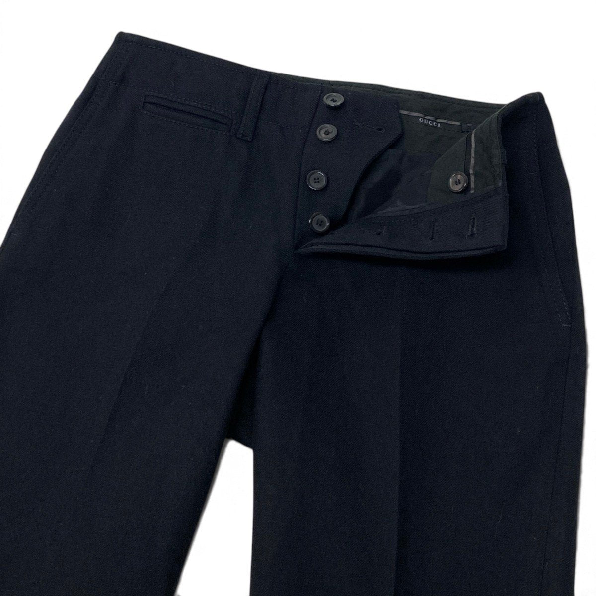 Ei25 GUCCI グッチ 2002 トムフォード期 Y2K スラックスパンツ ボトムス イタリア製 38 ブラック ウール レディースo07t