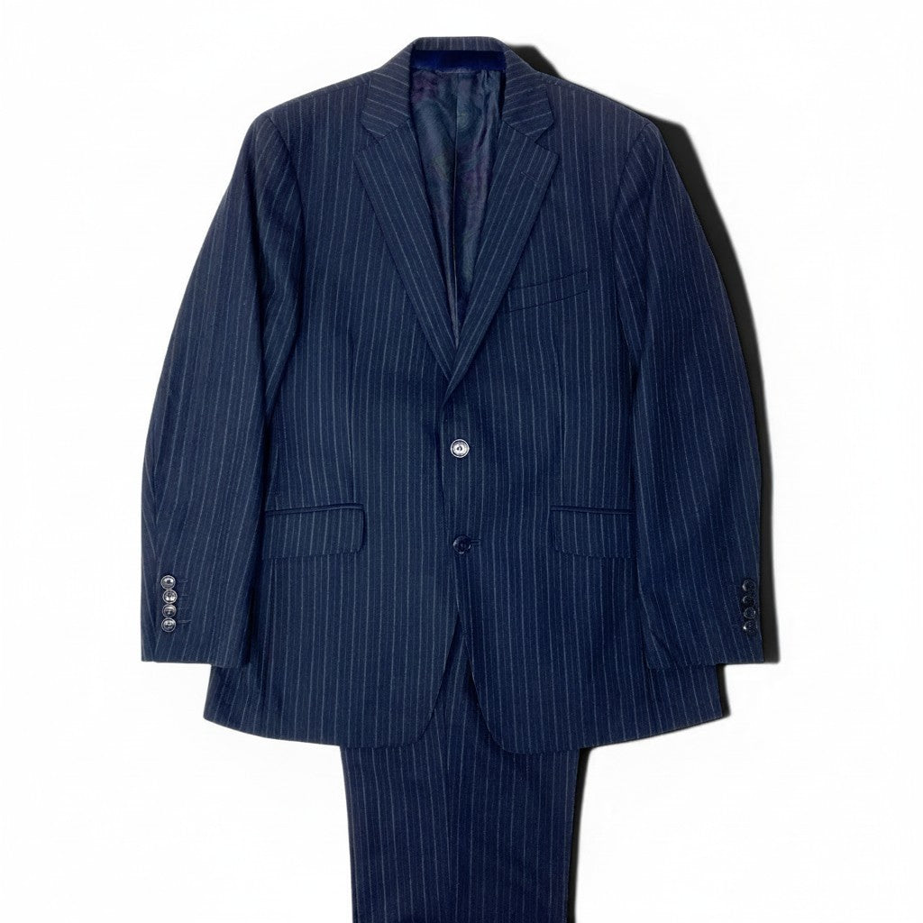 37e28 ETRO エトロ スリーピース セットアップスーツ ストライプ柄 裏地ストライプ柄 サイズ50 ネイビー ウール100％ メンズ 紳士服o07t