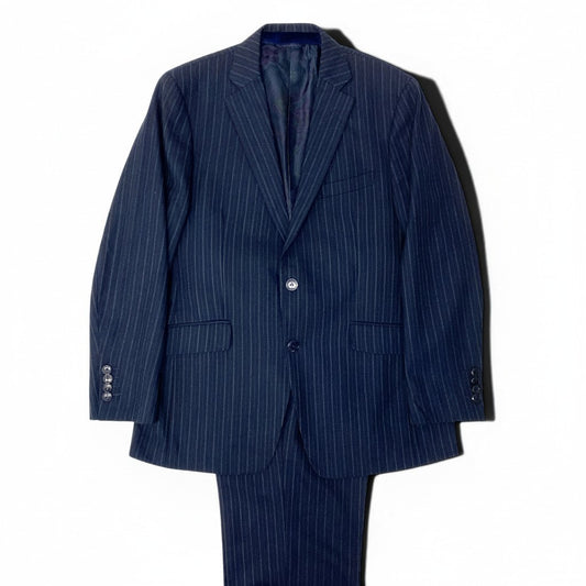 37e28 ETRO エトロ スリーピース セットアップスーツ ストライプ柄 裏地ストライプ柄 サイズ50 ネイビー ウール100％ メンズ 紳士服o07t
