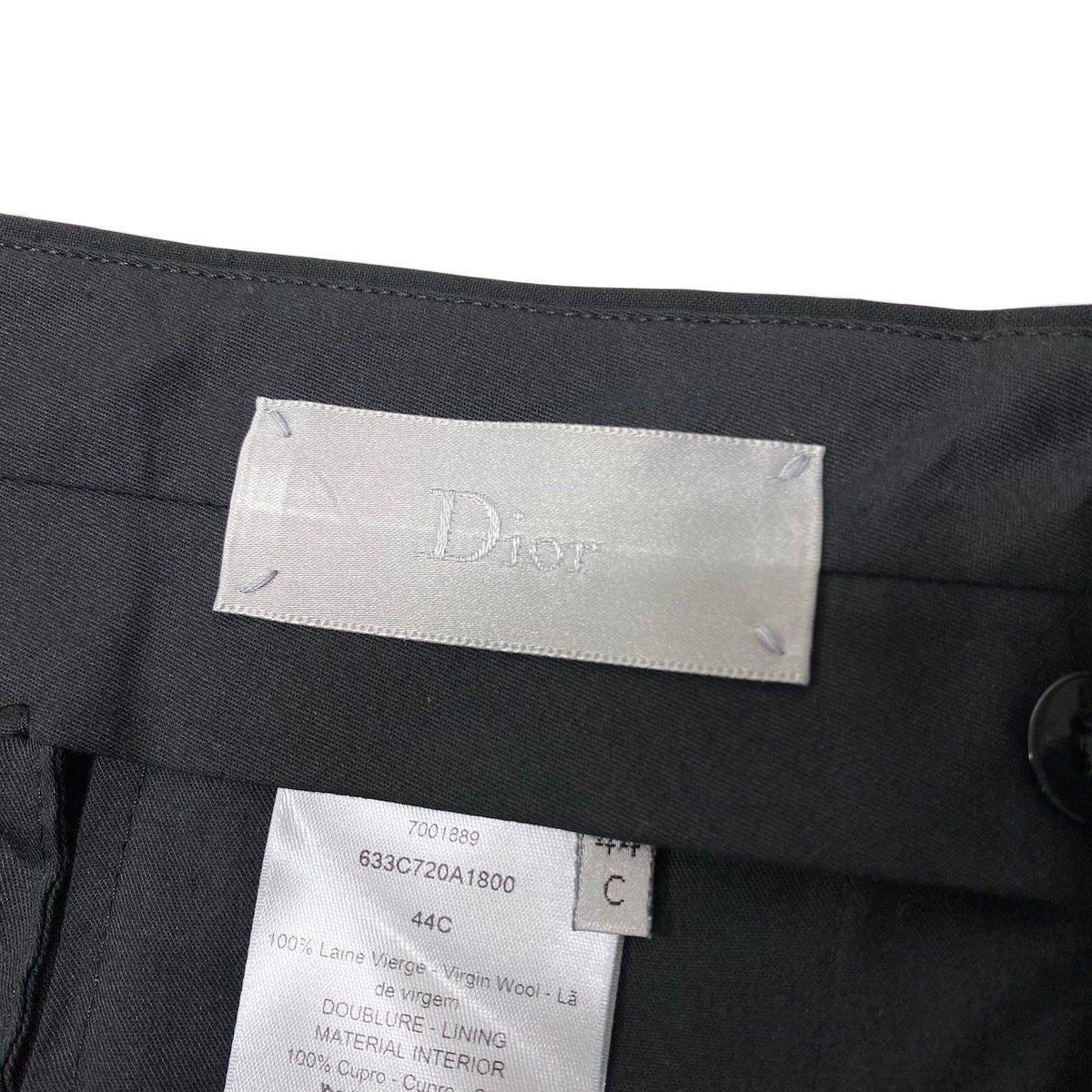 14i25 【美品】 Dior ディオールオム スラックスパンツ フルレングス フォーマル ウールパンツ イタリア製 裾未処理 44C ブラック レディース 女性用k02i