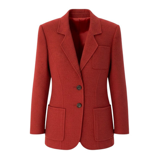 81e27 YVES SAINT LAURENT イヴサンローラン テーラードジャケット ウールジャケット サイズ34 レッド 羊毛100％ レディース 女性服u02t