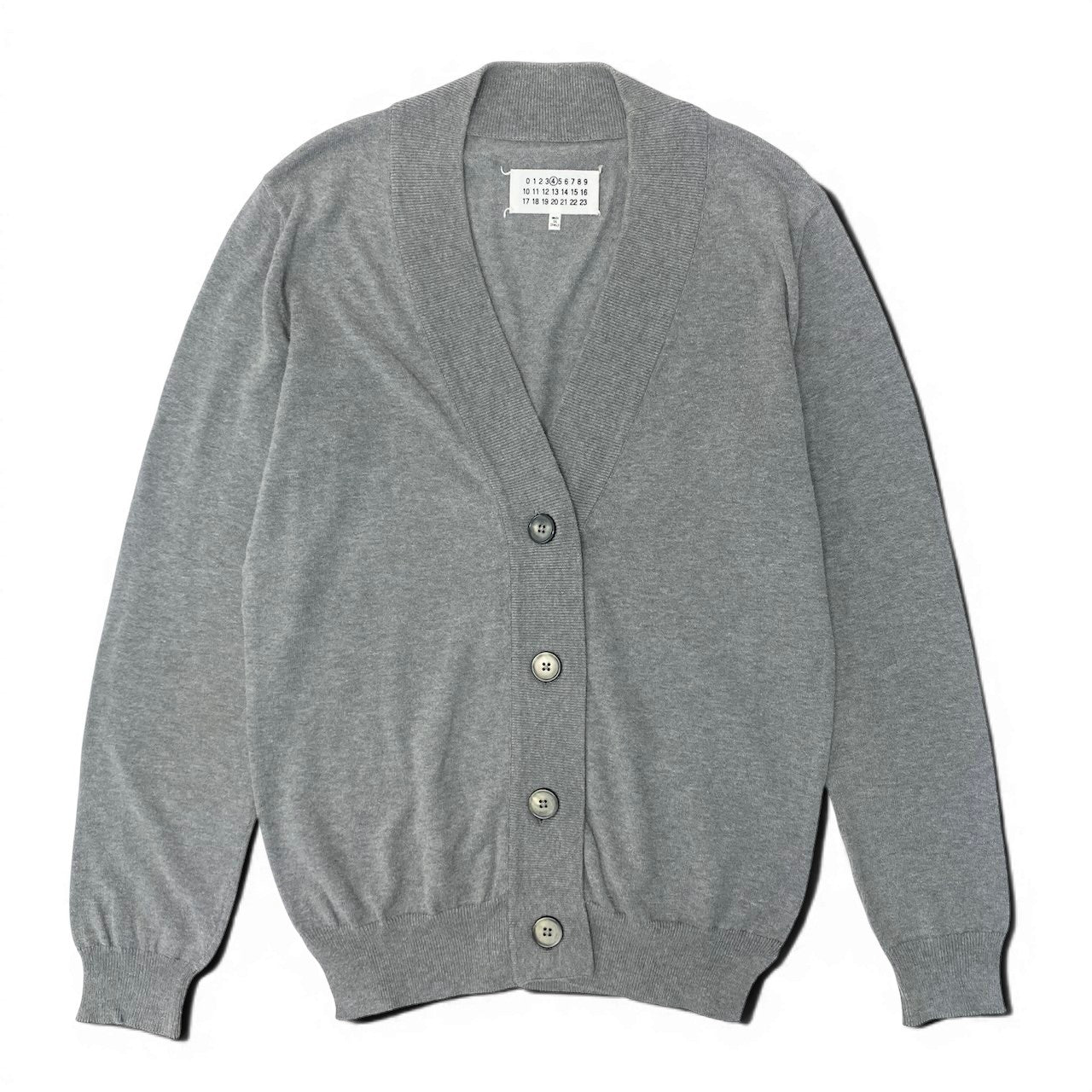 23e11 Maison Margiela メゾンマルジェラ エルボーパッチカーディガン ニットセーター 異素材切替 イタリア製 Sサイズ グレー コットン100％ レディース 女性用t18r