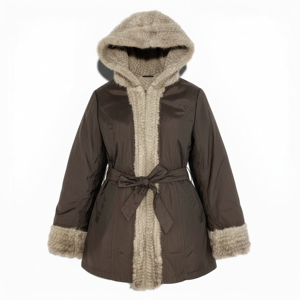 84b3 スペイン製 サファイアミンク フード付 リバーシブルコート サイズ38 シルバーグレー 本毛皮 Sapphire Mink Fur Coatt18r