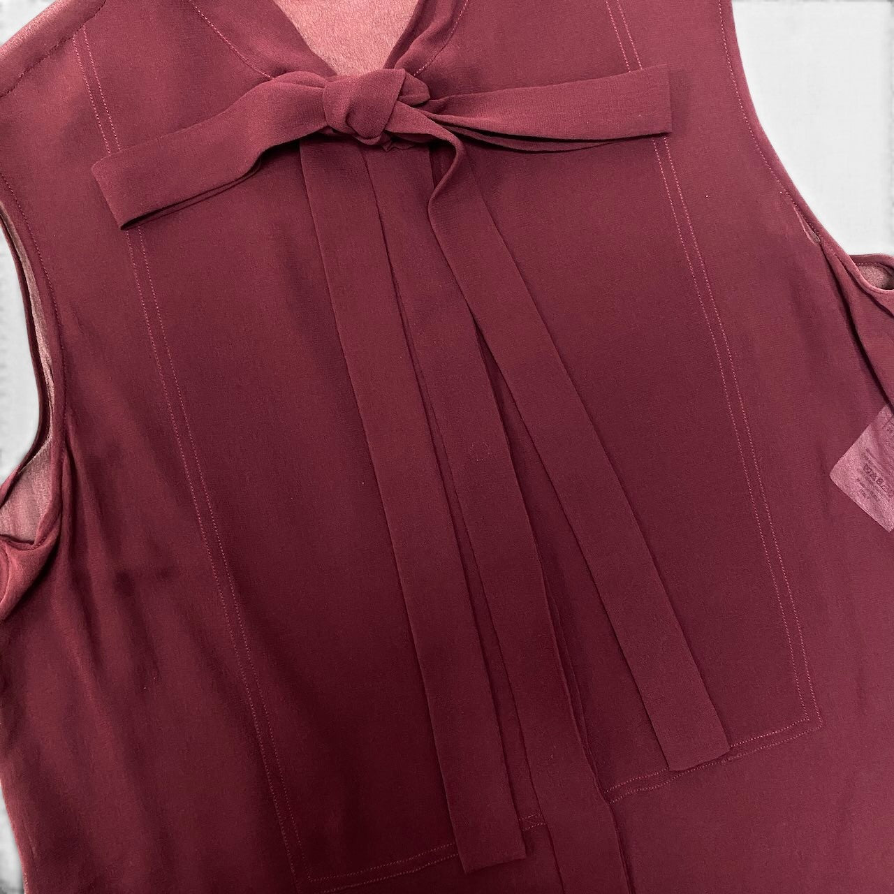 Ef26 Christian Dior クリスチャンディオール ノースリーブシアートップス ボウタイリボンシャツ シルクシャツ CDロゴ レディース 女性用 F38 7A21527L1658 ボルドー シルク100％u02t