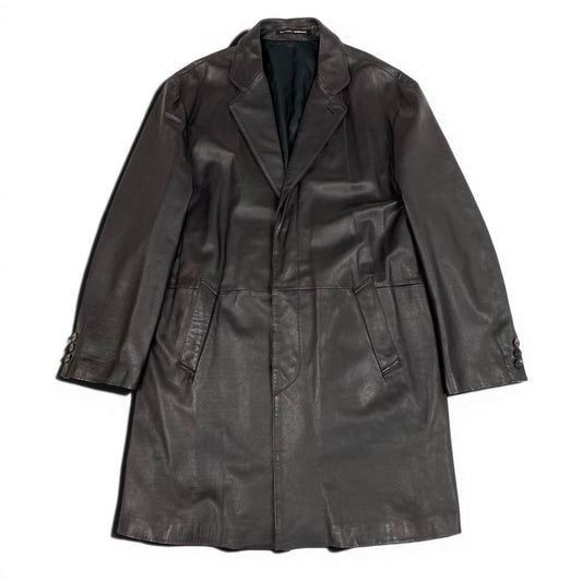 25e14 Jean Paul Gaultier HOMME objet ジャンポールゴルチエ オム ウールライナー ラムレザー オーバーレザーコート サイズ50 ダークブラウン メンズk02i