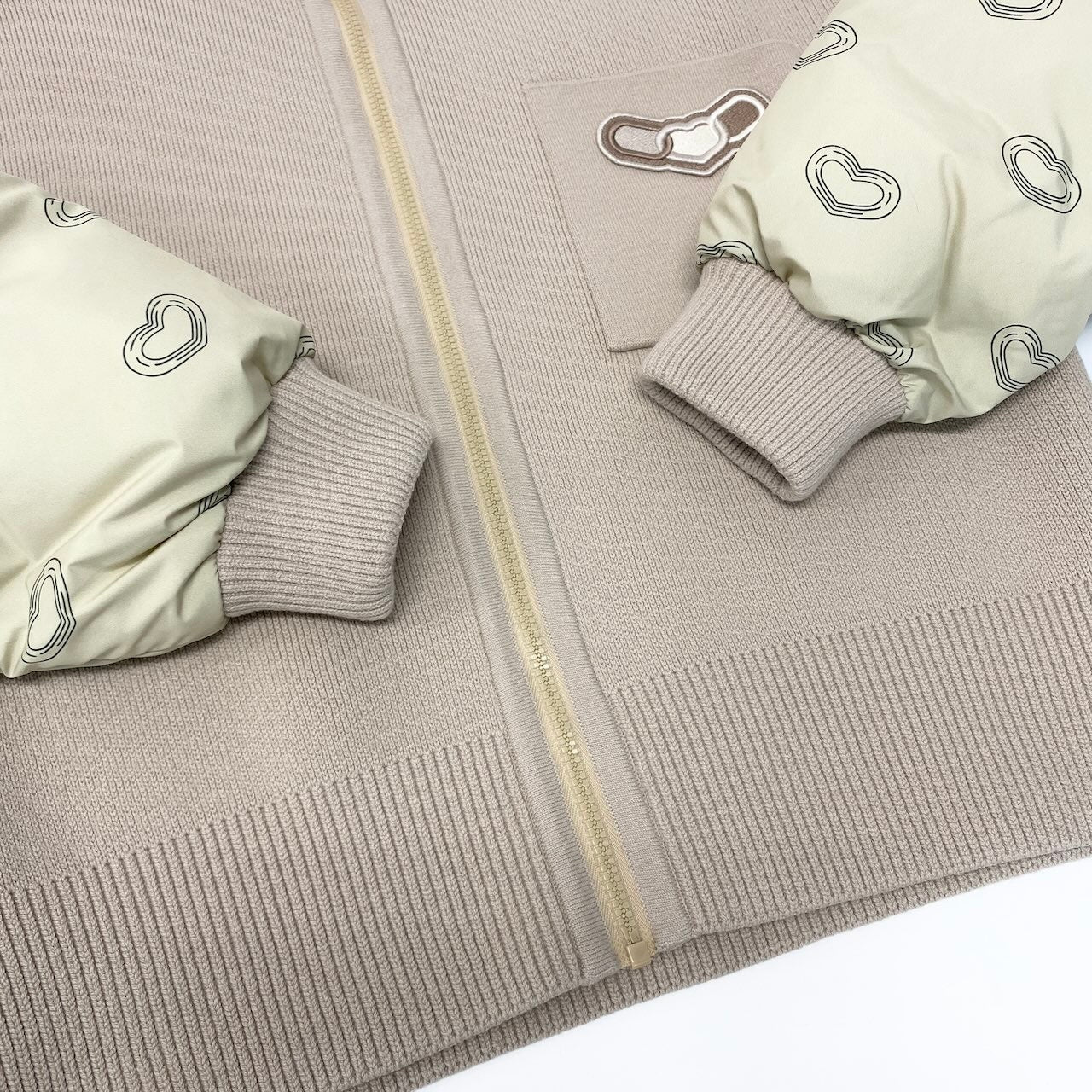 Ed24 HERMES エルメス 24~25AW カレイドスコープ エフェクト ジップジャケット 2way サイズ38 ベージュ レディースk02i