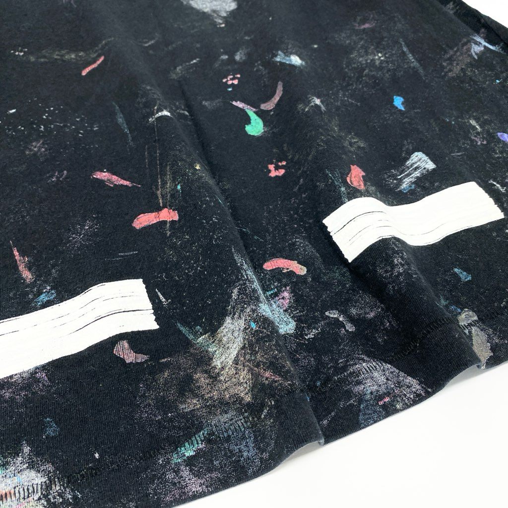 6l25 OFF WHITE オフホワイト GALAXY ギャラクシーペイント Tシャツ XXS ブラック カットソー TEE アート メンズt18r