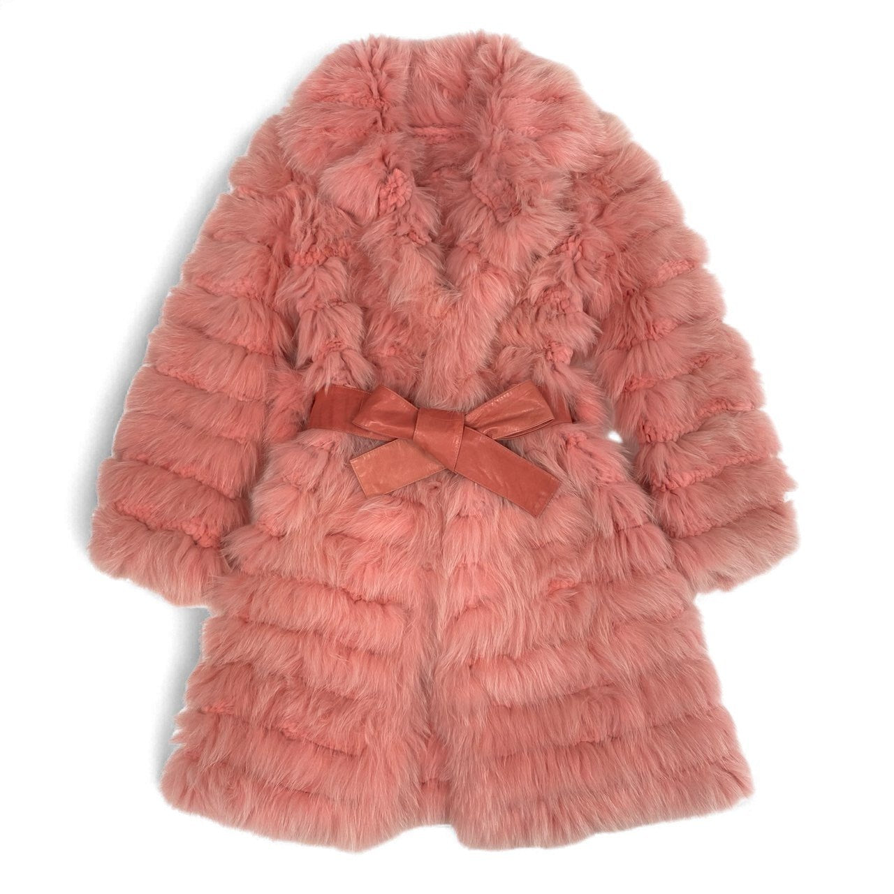 27k14《超希少》 染めフォックスファー 超ロングコート 102cm ピンク 最高級本毛皮 FOX FUR リアルファーt18r