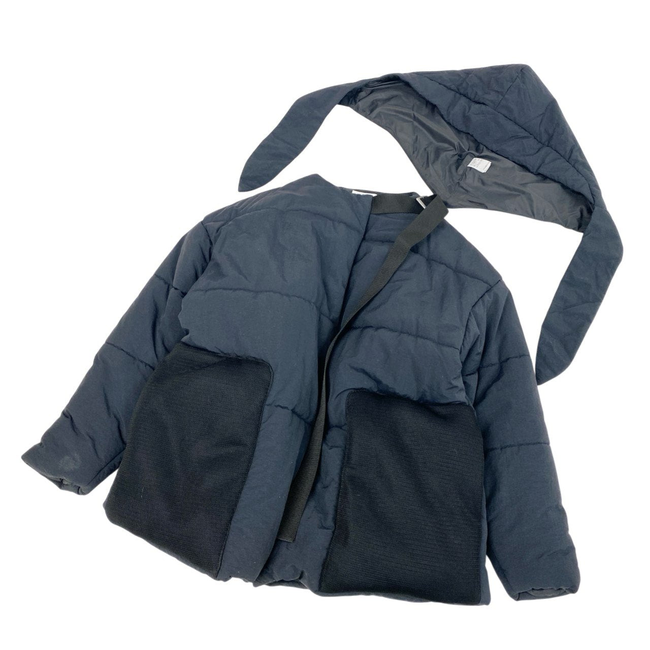 51c13 HeRIN.CYE へリンドットサイ 中綿ジャケット フード付き オーバージャケット フリーサイズ ブラック レディース アウター ブルゾンk02i