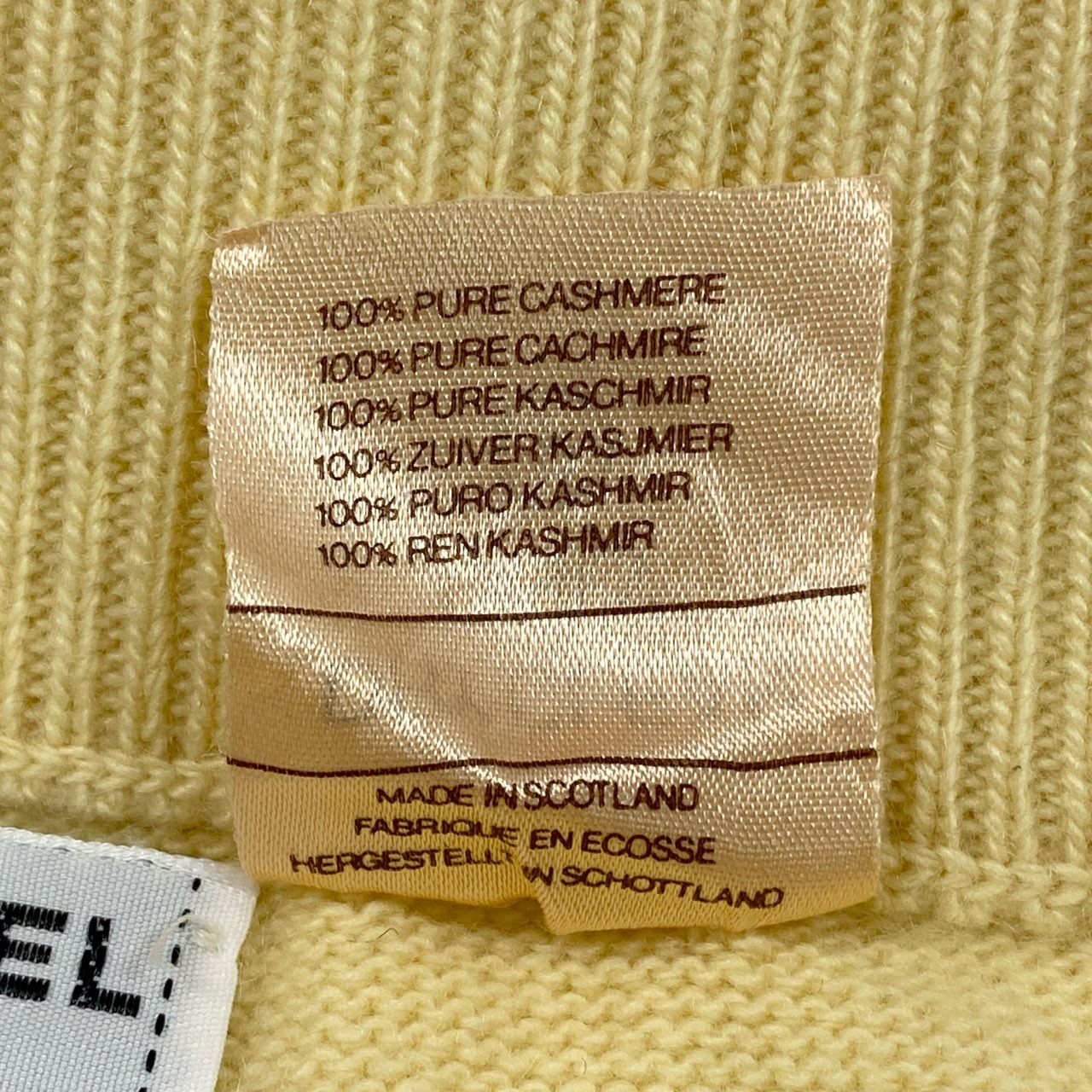 Cc6 90’s Vintage CHANEL ヴィンテージ シャネル カシミヤ100％ ニットスカート カシミヤスカート サイズL イエロー系 カシミヤ100 レディース スカートk02i