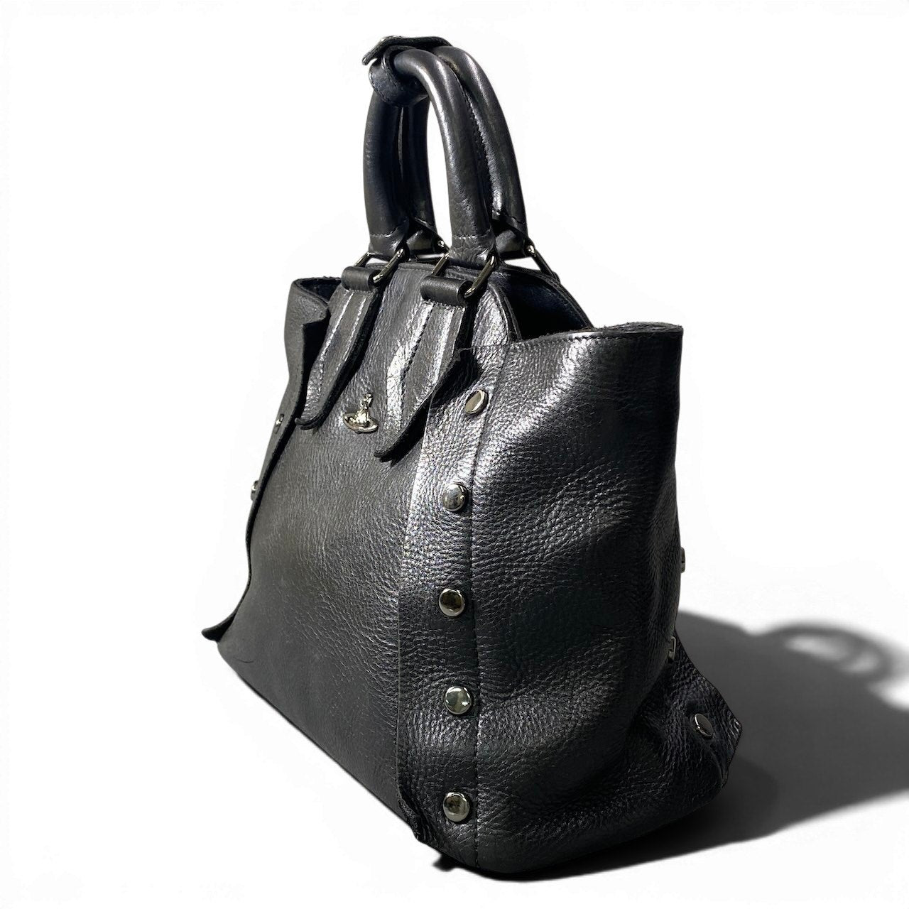 g11 Vivienne Westwood ヴィヴィアンウエストウッド センターオーブ レザーハンドバッグ Center ORB Hand Bag ブラック レザーt18r