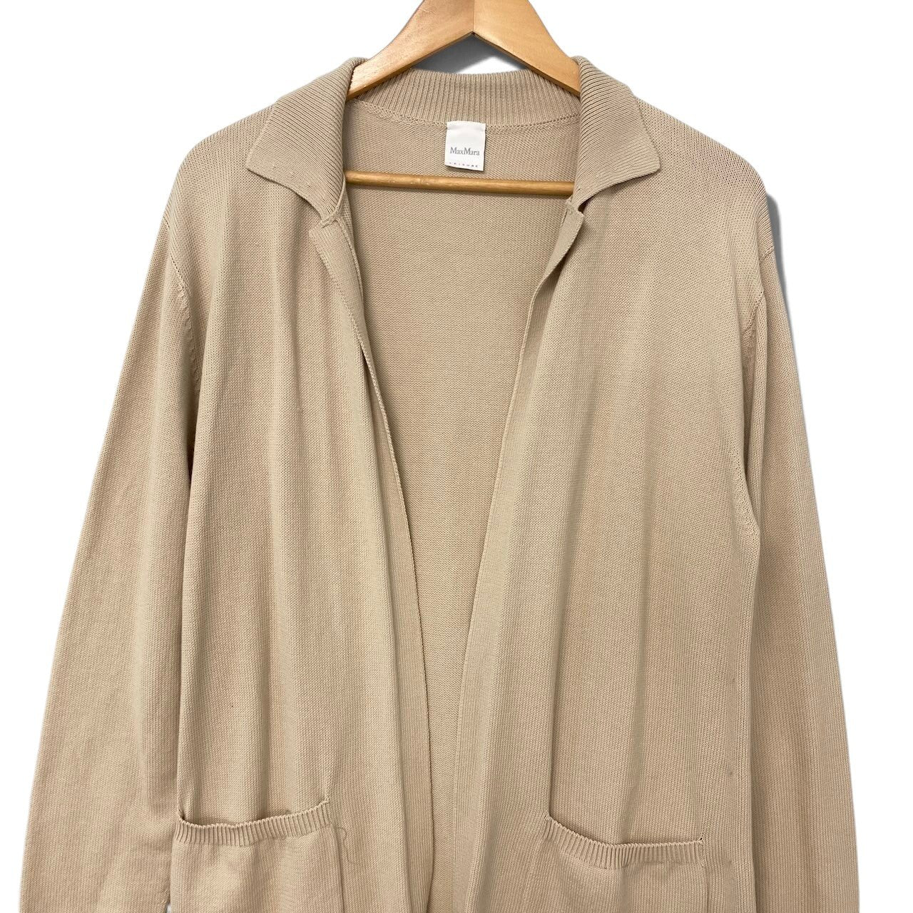 35h31 MaxMara マックスマーラ ロングカーディガン ロングスリーブニットカーディガン トップス ベージュ レディース 女性用u02t