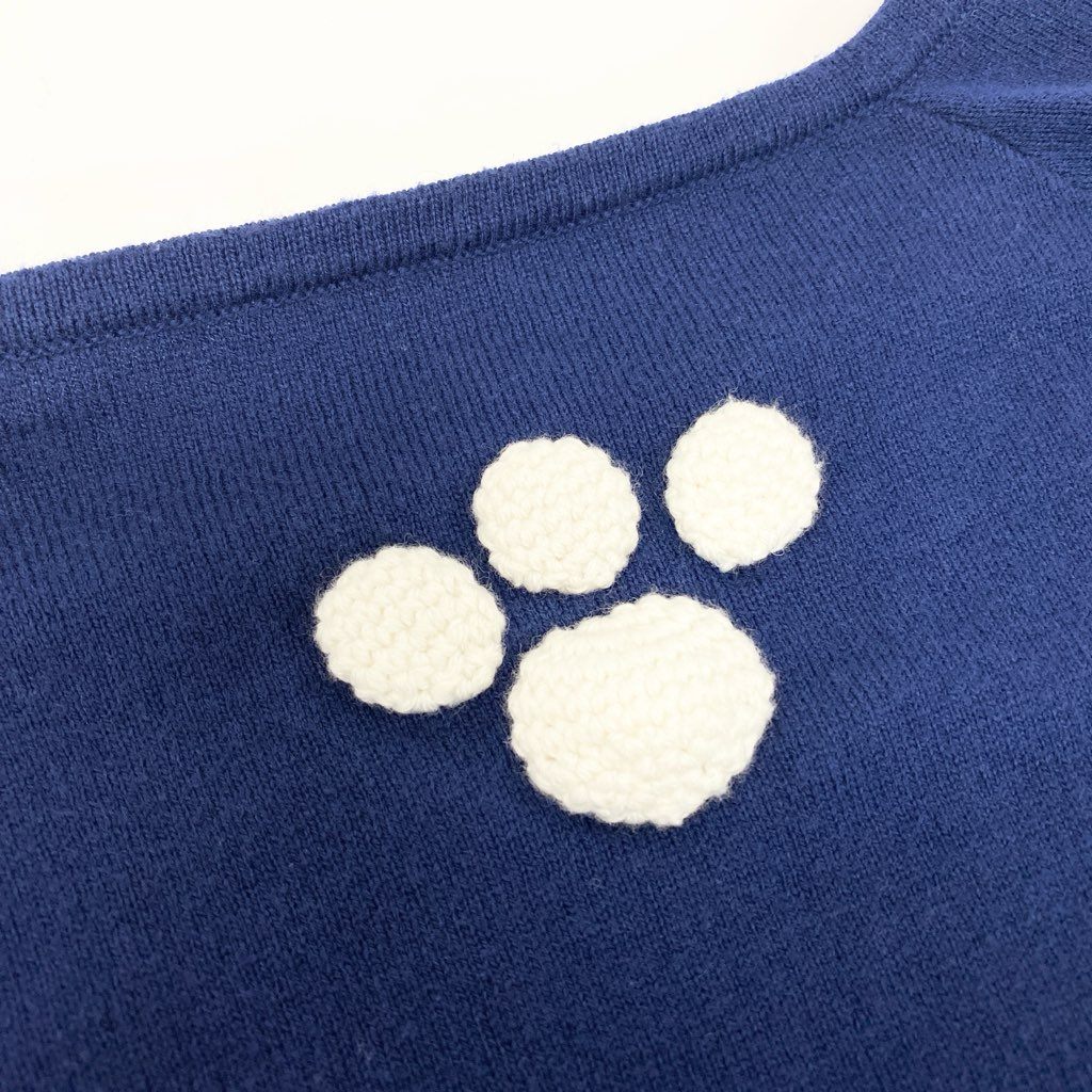 5a12 TOKUKO 1er VOL トクコプルミエヴォル チュニックワンピース ロングスリーブ ニットワンピース 猫刺繍 レディース 女性用 サイズ9 ブルー ライトブルーu02t