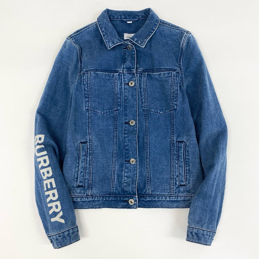 55f5 BURBERRY バーバリー デニムジャケット Gジャン 袖プリント アウター キッズ 子供服 レディース 8015231 14Y/164cm インディゴブルー