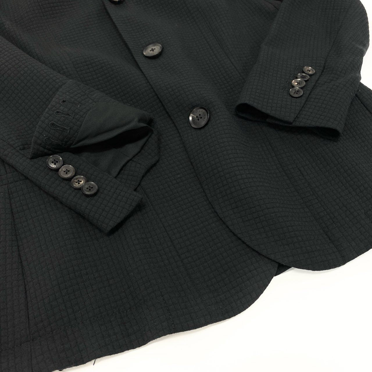 35j22《美品》EMPORIO ARMANI エンポリオアルマーニ フーディーブレザージャケット アウター パーカー 3Z1BM1 1NFCZ 46サイズ ブラック メンズu02t