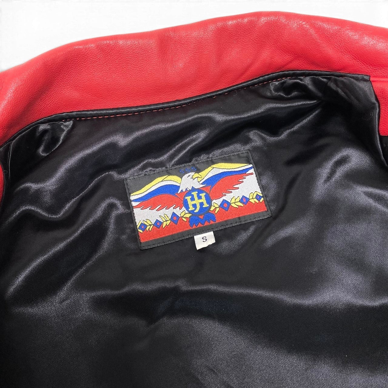 19g1 JEFF HAMILTON ジェフハミルトン NBA Chicago Bulls シカゴブルズ 3ピート記念 レザージャケット スタジャン 革ジャン USA製 Sサイズ レッド ホワイト レザー メンズ 男性用u02t
