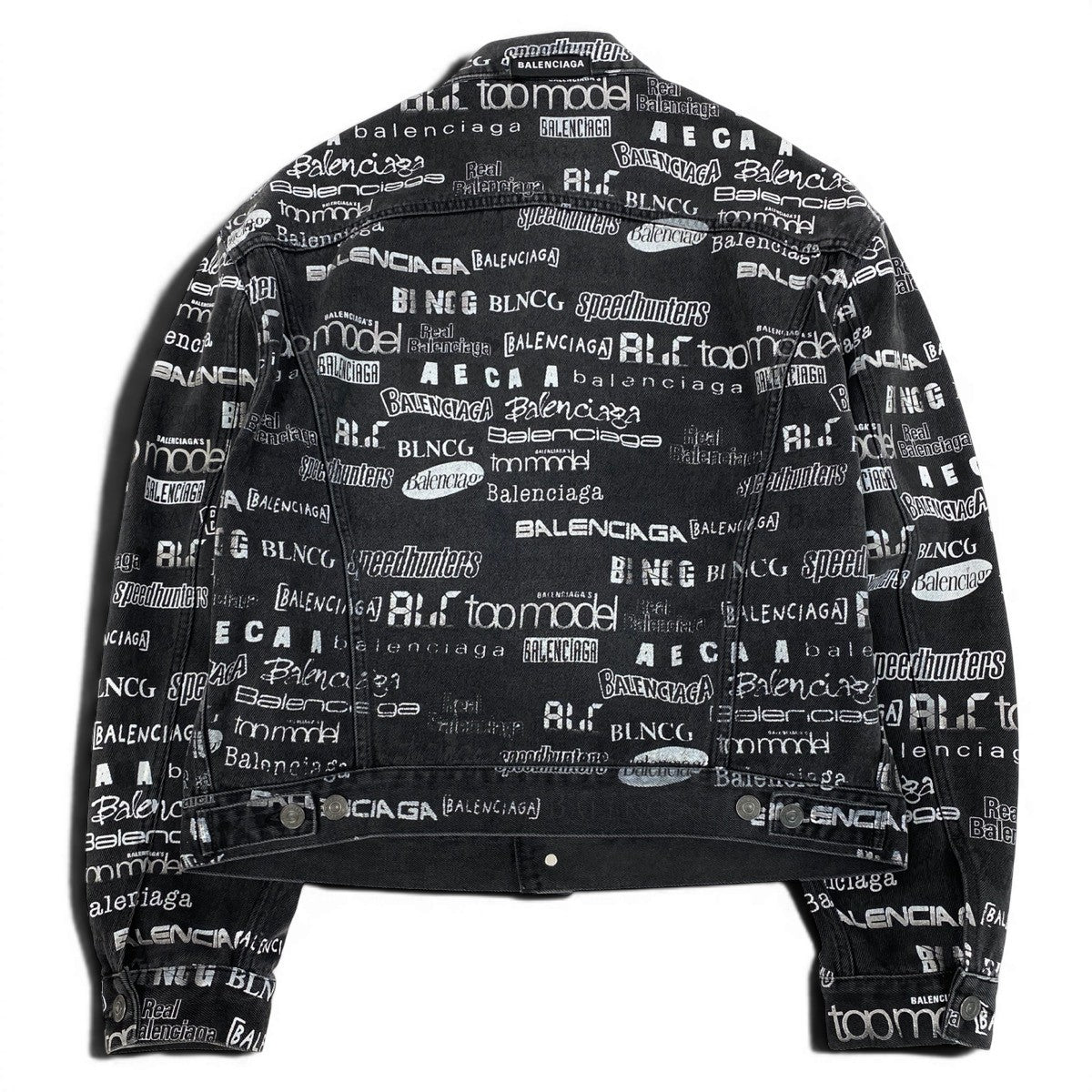 32f11 BALENCIAGA バレンシアガ 20AW Logo Print Denim Jacket ロゴプリント デニムジャケット 620731 44 ブラック コットン メンズo07t