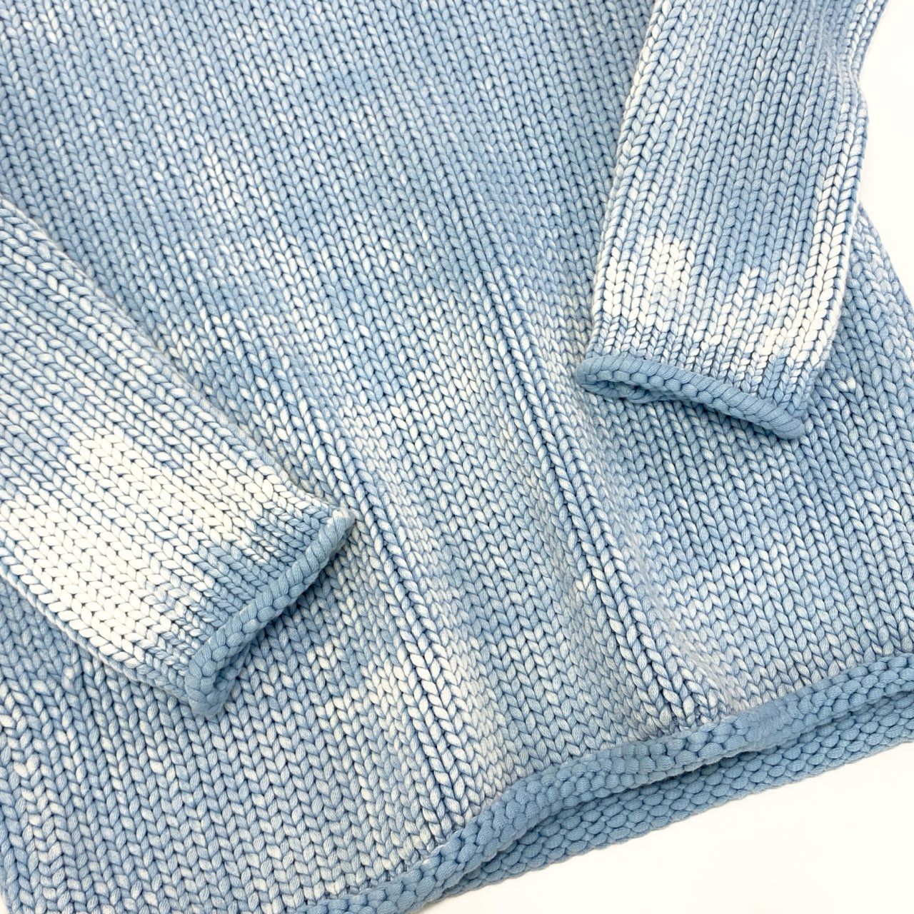 Ma27《美品》 BOTTEGA VENETA ボッテガヴェネタ フェード加工 コットンニットセーター サイズ48 ブルー Knit Sweatert18r