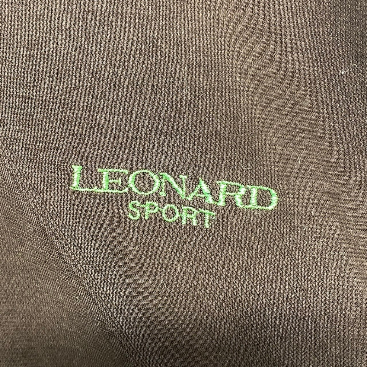 10h28 LEONARD SPORT レオナール ハーフジップ 長袖カットソー 花柄切替 伸縮ストレッチ サイズ42 ブラウン レディースu02t