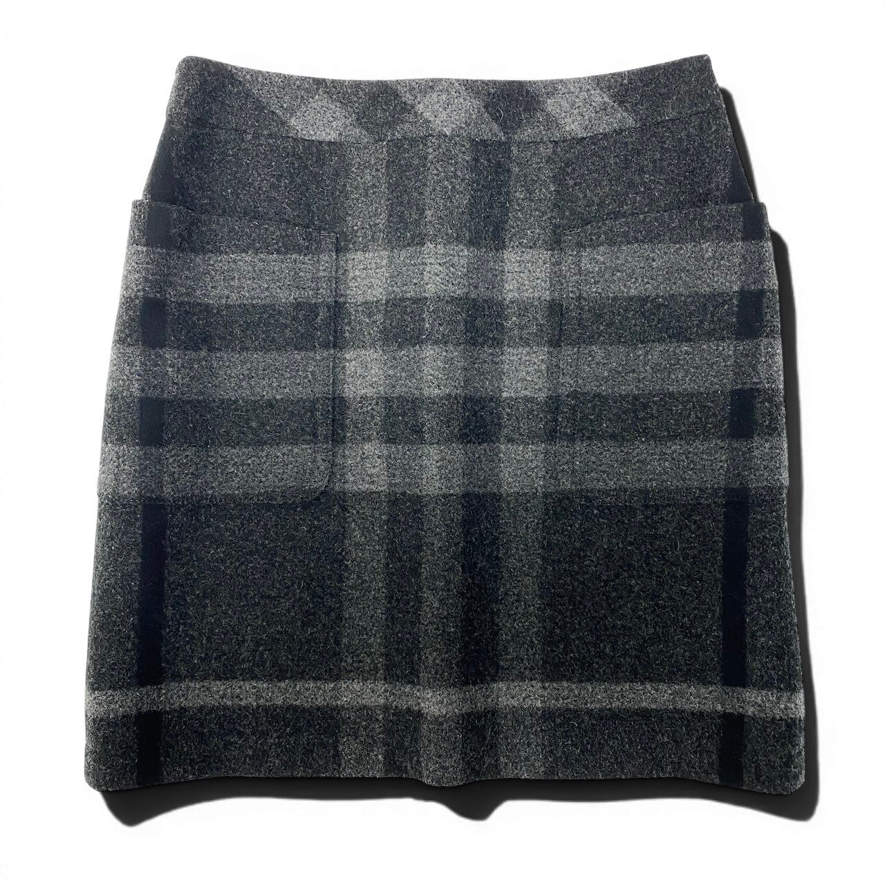 Id27 BURBERRY LONDON バーバリー ウールスカート 台形スカート ミニ チェック柄 サイズ40 グレー系 レディース 女性服u02t