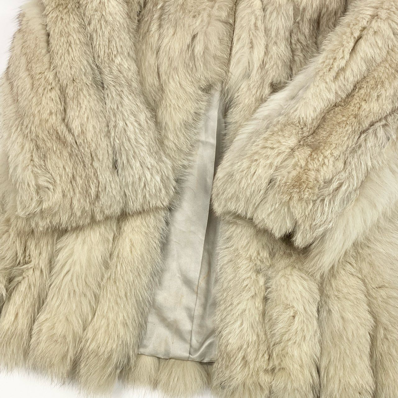 43a21 ブルーフォックス ファーコート サイズ11 ホワイト 本毛皮 Fox Fur Coat ポケット有t18r