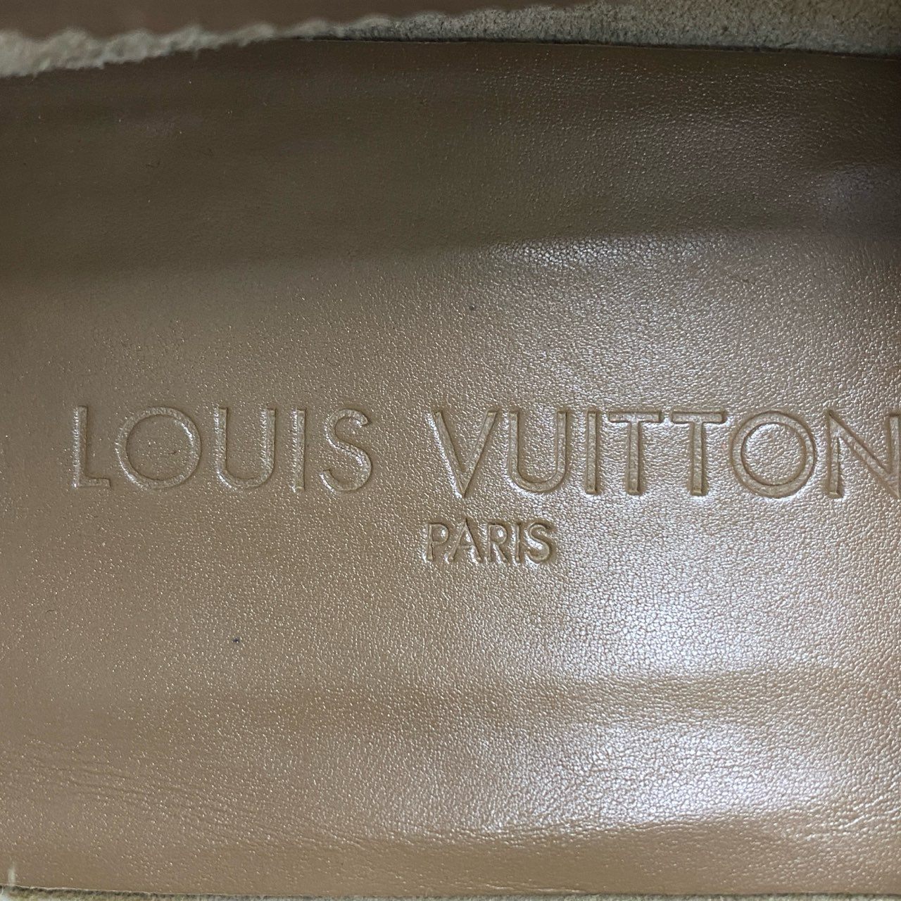 1f12 LOUIS VUITTON ルイヴィトン スクエアトゥ ローファー 8 1/2 ベージュ レザー leather シューズ イタリア製