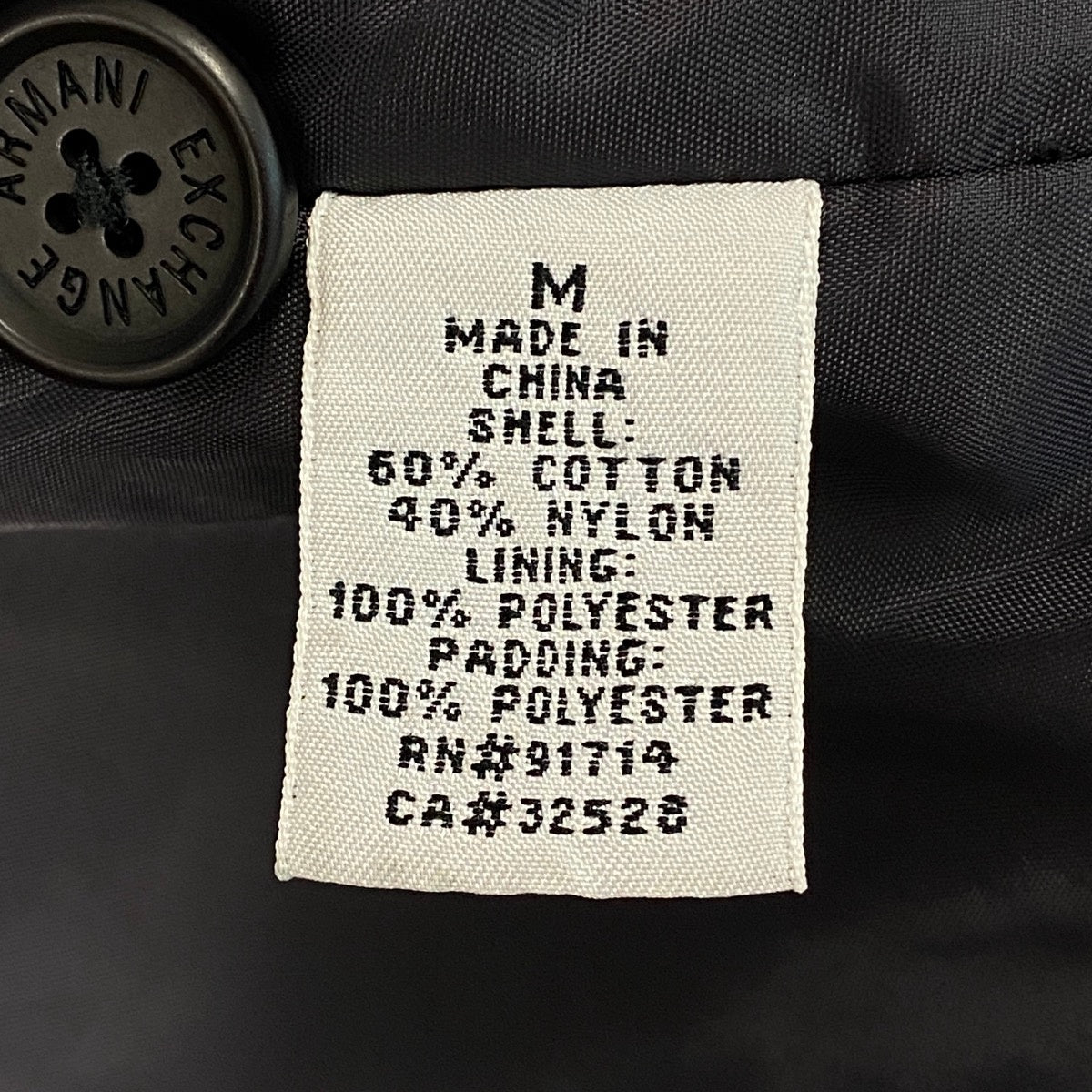 7f4 ARMANI EXCHANGE アルマーニエクスチェンジ セットアップスーツ シングル 中綿 ストライプ柄 サイズM/28REG ネイビー メンズ 紳士服o07t