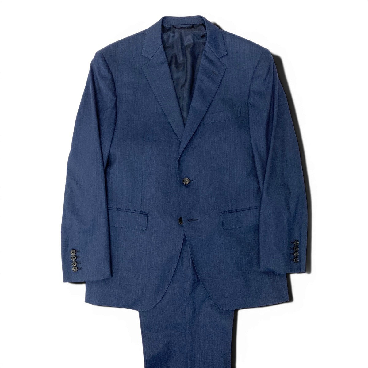 36e27①【美品】 azabu tailor 麻布テーラー Loro Piana ロロピアーナ生地 セットアップ オーダースーツ シングル 2B XLサイズ ネイビー メンズ 紳士服u02t