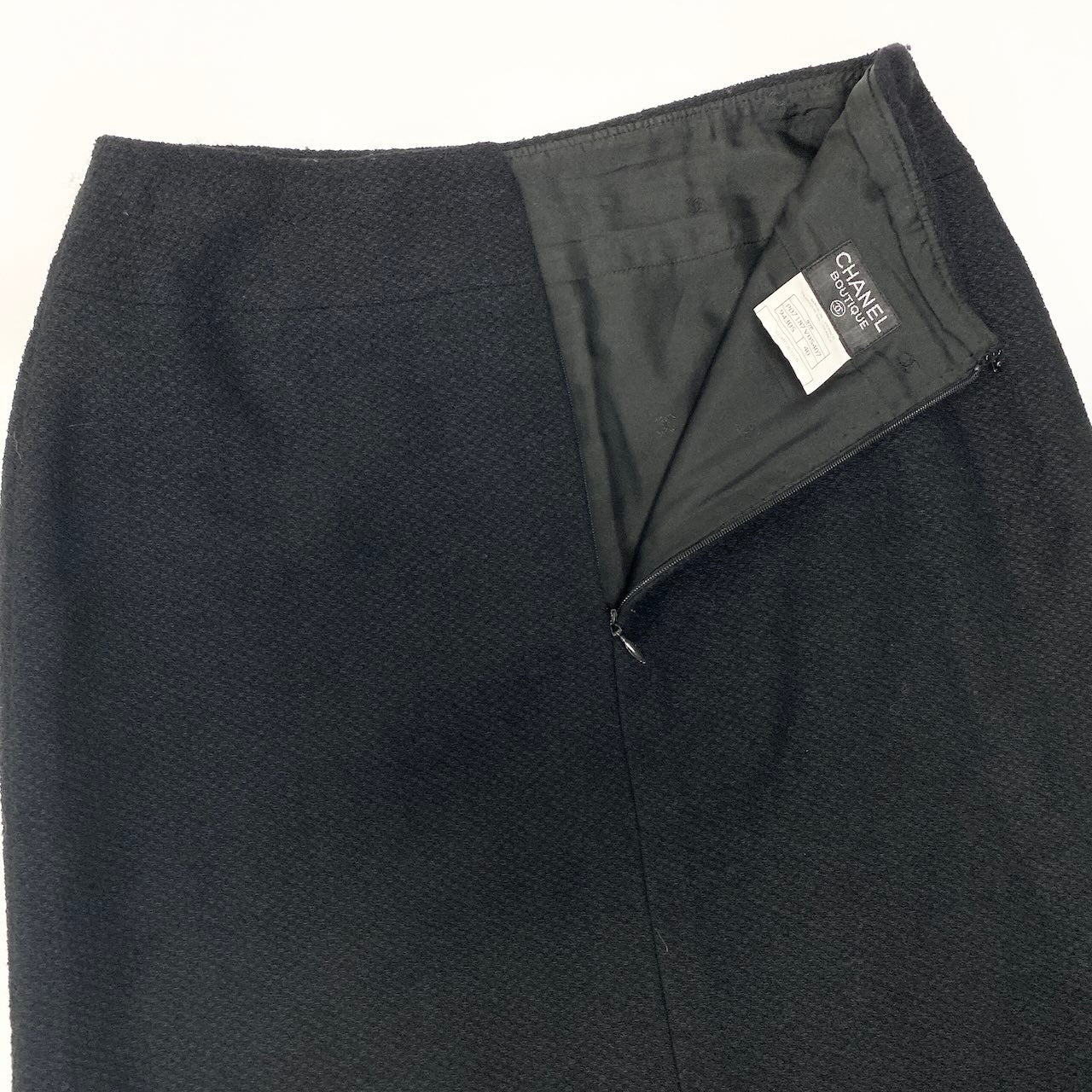 Cd23 CHANEL BOUTIQUE シャネル 1997年 ウールスカート 膝丈スカート  サイズ40 ブラック レディース 女性服u02t