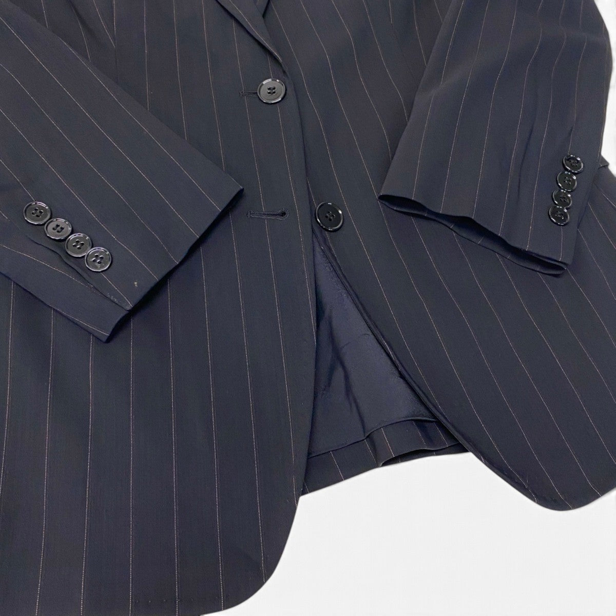40i28 DOLCE&GABBANA ドルチェアンドガッパーナ スーツセットアップ テーラードジャケット スラックス ストライプ 42サイズ ブラック レディース 女性用u02t