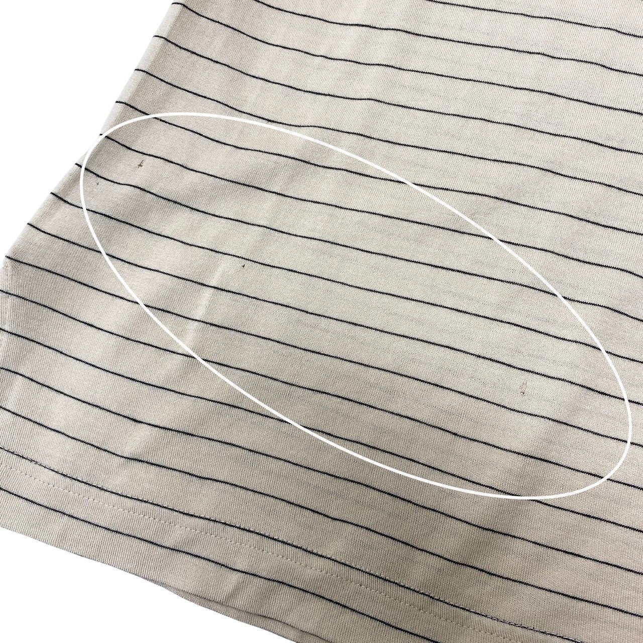 68g4 HERMES エルメス Hロゴ刺繡 半袖ポロシャツ ボーダー柄 サイズL ベージュ コットン100％ メンズ 紳士服o07t