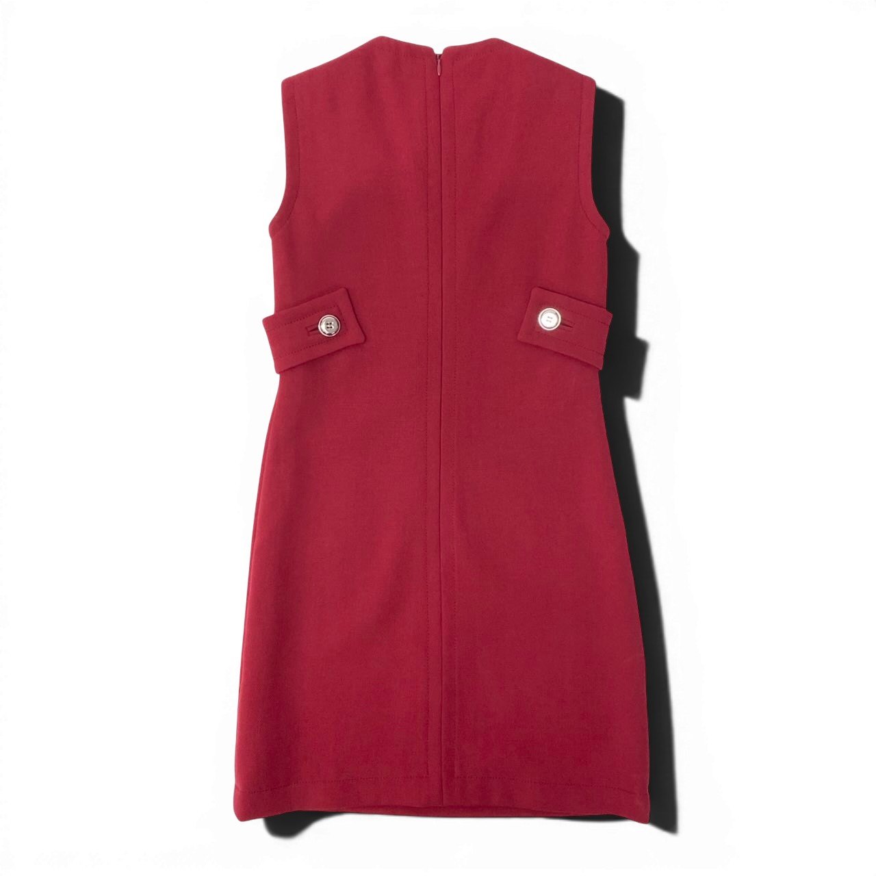 89g20 PRADA プラダ ノースリーブワンピース ドレス 膝丈 イタリア製 36サイズ レッド ウール100％ レディース 女性用u02t