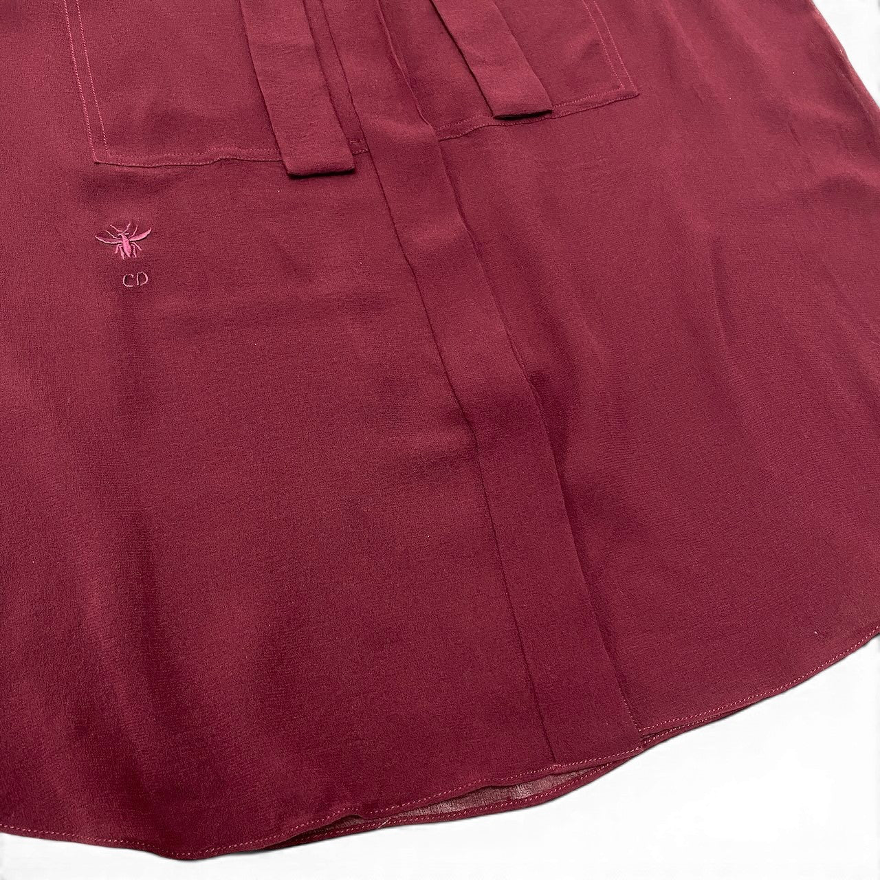 Ef26 Christian Dior クリスチャンディオール ノースリーブシアートップス ボウタイリボンシャツ シルクシャツ CDロゴ レディース 女性用 F38 7A21527L1658 ボルドー シルク100％u02t