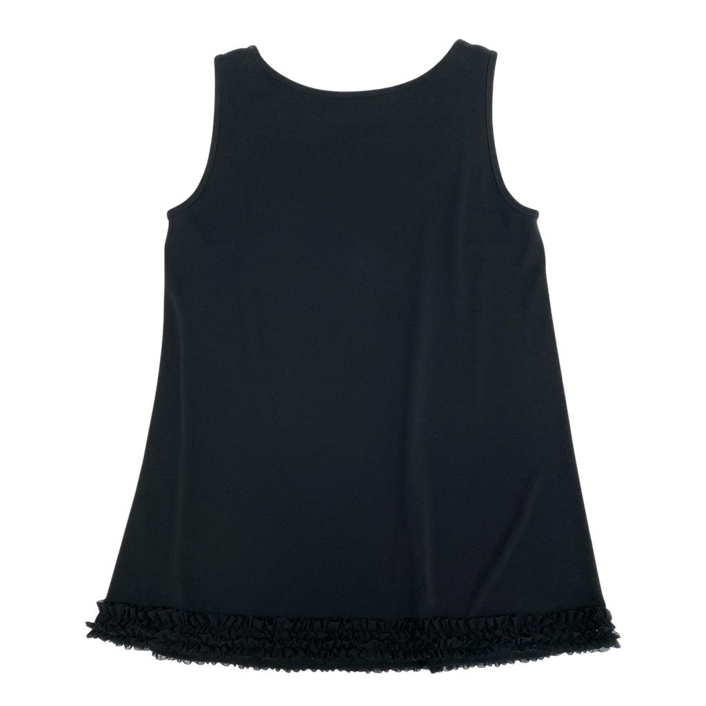 37L22 【美品】TOKUKO 1er VOL トクコプルミエヴォル ノースリーブチュニック チュニックカットソー 裾フリル ストレッチ素材 9サイズ ブラック レディースu02t