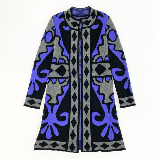 40ｈ24 《極美品》lucien pellat-finet ルシアンぺラフィネ ロングカーディガン カシミヤカーディガン カシミヤ100％ スカル Sサイズ ブラック グレー パープル レディース 女性用k02i