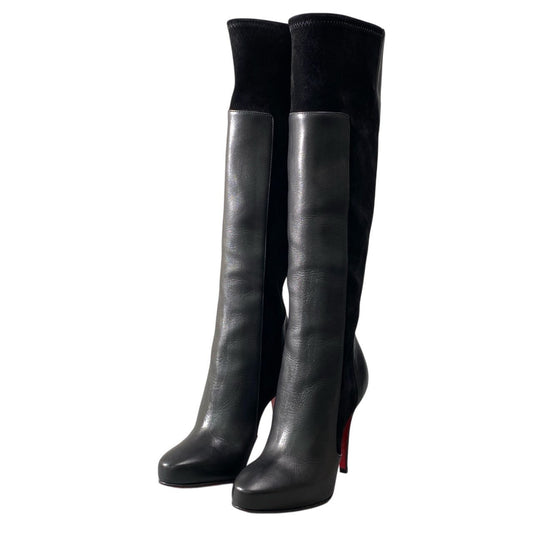2d21 《極美品》 Christian Louboutin クリスチャン ルブタン YSA 100 ロングブーツ サイズ36 1/2 ブラック レザー シューズ Leather Long Bootst18r
