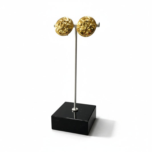 b5〇 Vintage Chanel Matelasse Coco Mark earring ta1