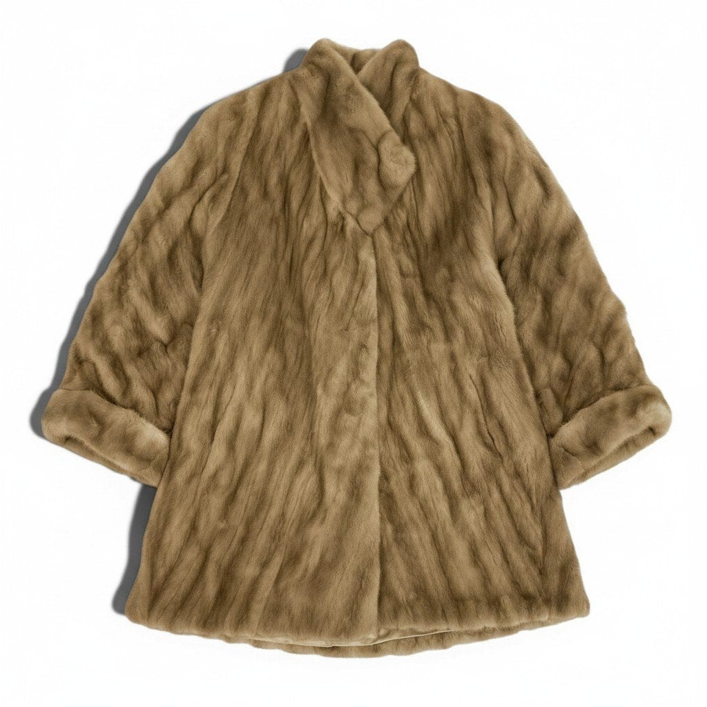 27f3 CB 希少デザイン パステル ナチュラルミンク ロングコート サイズF 茶系 最高級 本毛皮 Mink Fur Long Coatt18r