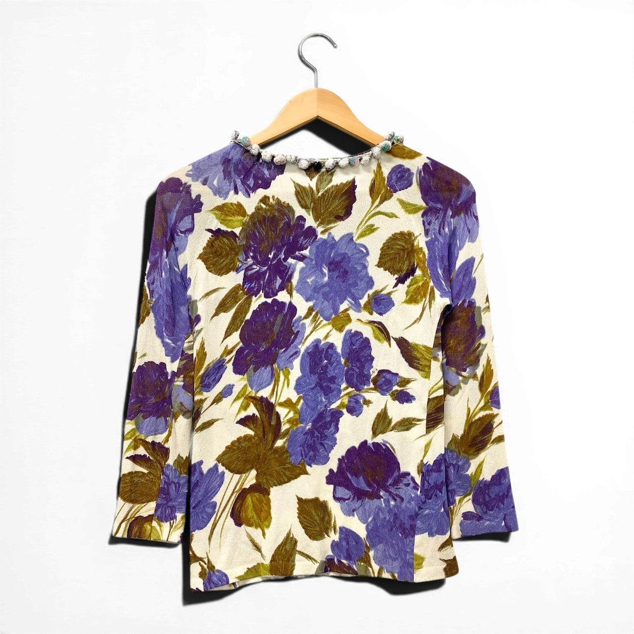 40f15 Blumarine ブルマリン フラワープリント ニットセーター 花柄 薄手 ロングスリーブ マルチカラー レディース女性服o07t