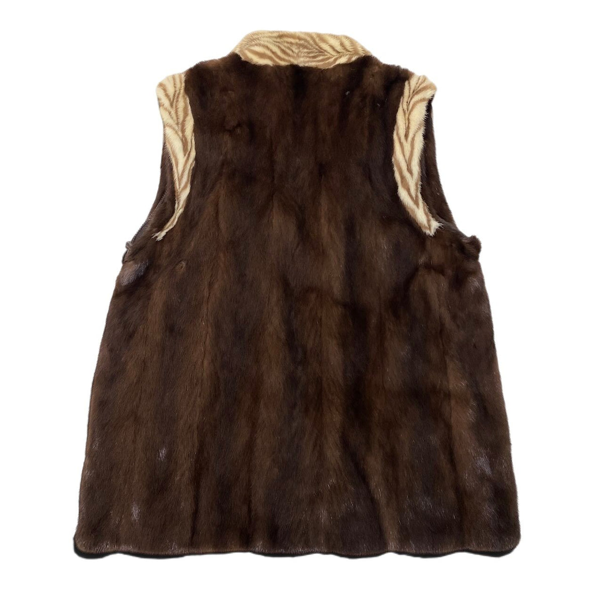 20i21 袖着脱可 希少デザイン ミンクファーコート サイズ11 茶系 本毛皮 Mink Fur Zebra Design Coat リアルファーt18r